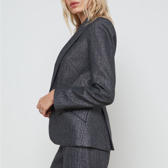 NWT L’AGENCE Chamberlain Blazer Grey Herringbone - Picture 2 of 9